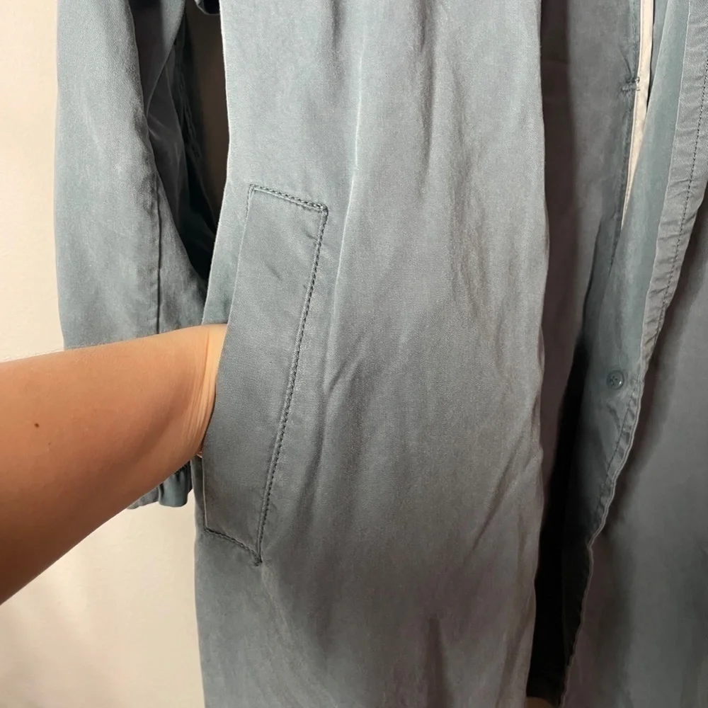7 For all Mankind Blue Lightweight Trench Coat - Picture 7 of 12